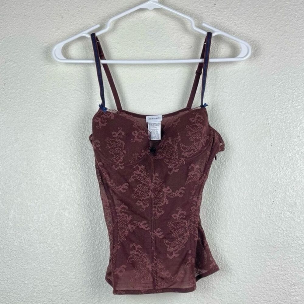 intimissimi Maroon Lace-Patterned Chemise Top